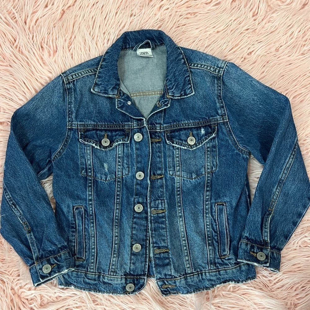 Zara Girls Distressed Denim Jacket